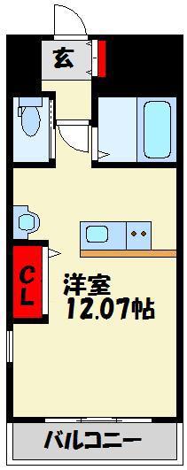 シンワビル(ワンルーム/8階)の間取り写真