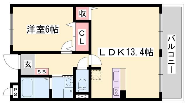 メゾン・ジェルメM(1LDK/3階)の間取り写真