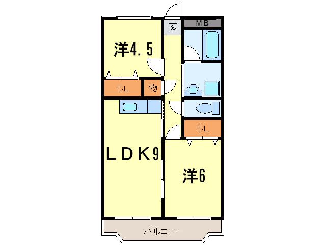 タカソウハイツ河原(2LDK/3階)の間取り写真