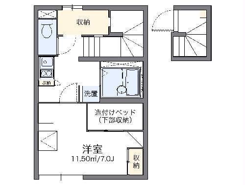 レオパレス八ヶ崎(1K/2階)の間取り写真