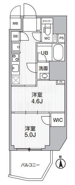 S-RESIDENCE蔵前BALM(2K/13階)の間取り写真