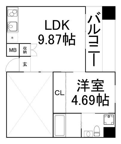 シーズアパートメント・中之島(1LDK/3階)の間取り写真