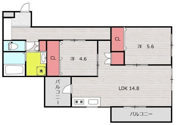 アルテマイスターレーヴⅡ(2LDK/5階)の間取り写真