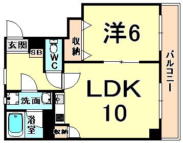 フロントリバー東難波(1LDK/7階)の間取り写真