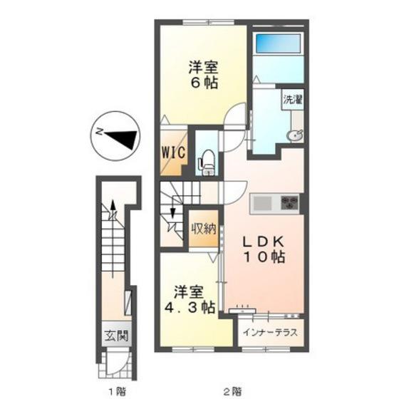 コフレ O2Q(2LDK/2階)の間取り写真