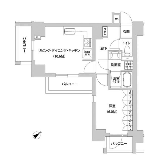 メトロステージ上野(1LDK/7階)の間取り写真