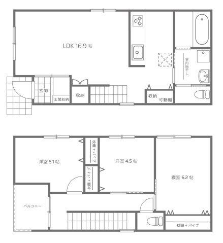 PLANO矢賀戸建レジデンス(3LDK/1階)の間取り写真