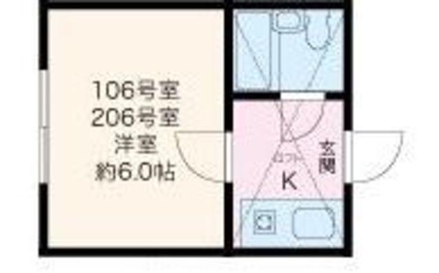 プラザ・ドゥ・メッシナ(1K/2階)の間取り写真