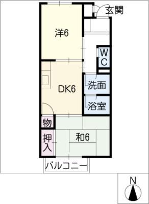 エスポワール大井A・B(2DK/2階)の間取り写真