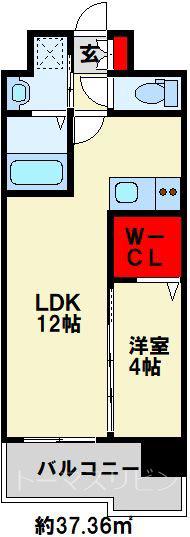アクシオ三萩野II(1LDK/14階)の間取り写真