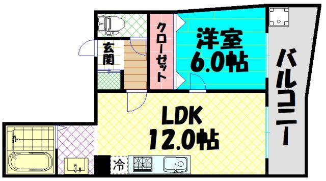 イル・ソーレ九条(1LDK/2階)の間取り写真