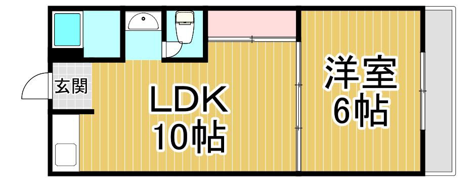 シャトー東(1LDK/1階)の間取り写真
