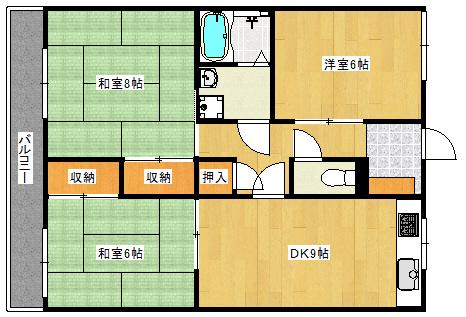 インペリアル石光(3DK/3階)の間取り写真