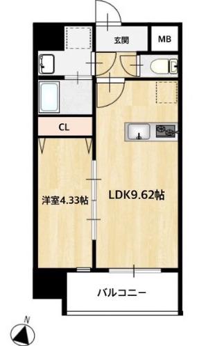 MAISON PREMIER UMEDA ノース(1LDK/2階)の間取り写真