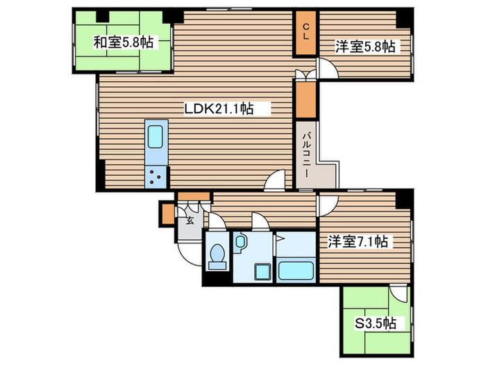 丸美シャトー大須(3SLDK/3階)の間取り写真