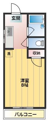 ビッグバーンズマンション三和(ワンルーム/4階)の間取り写真