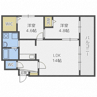 パーク琴似館(2LDK/4階)の間取り写真