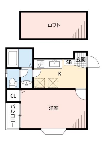 ロザリオカーサIV(1K/2階)の間取り写真