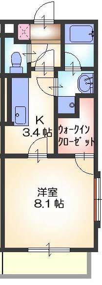 カトレヤ22(1K/4階)の間取り写真