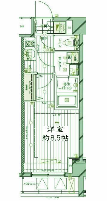 レガリス品川南大井Ⅲ(1K/6階)の間取り写真