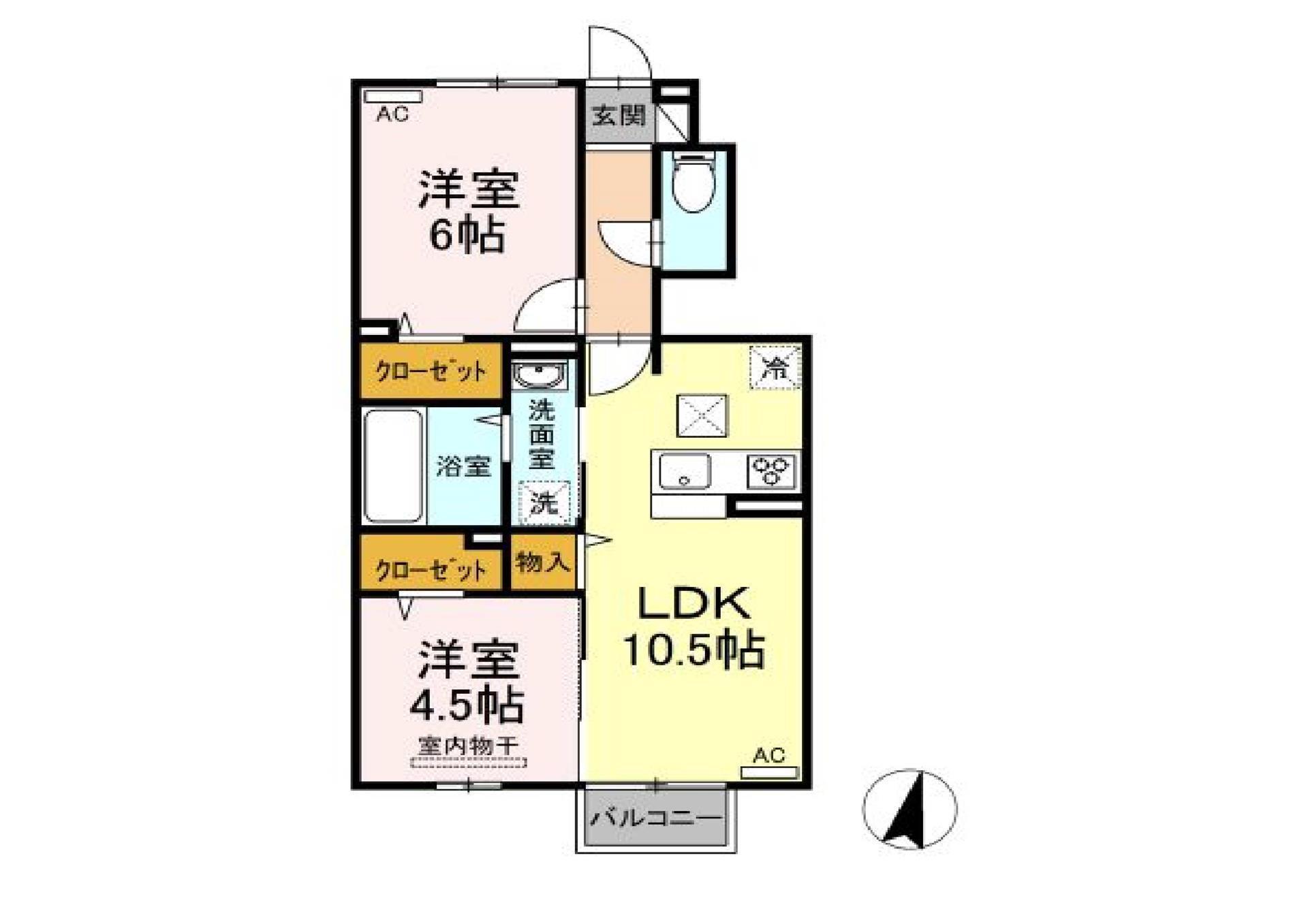アヴィータ(2LDK/1階)の間取り写真
