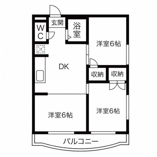レジデンス光和N104棟(2LDK/3階)の間取り写真