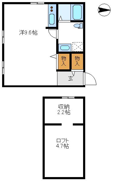ペイサージュ(ワンルーム/2階)の間取り写真