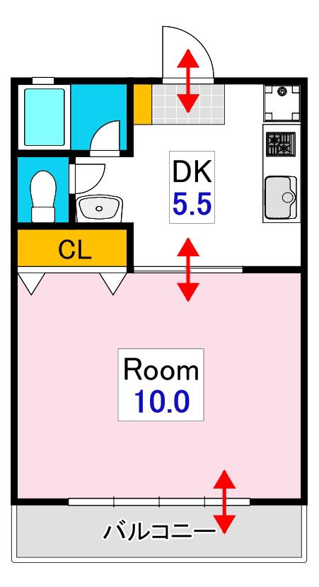 成広矢原コーポIII(1DK/2階)の間取り写真