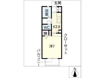 フレッシュイン安原II(1K/1階)の間取り写真