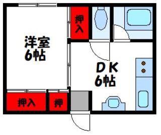 泰平ビル(1DK/2階)の間取り写真