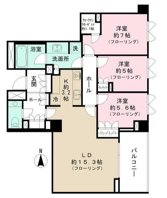 小田急線 代々木上原駅 徒歩9分 4階建 築11年(3LDK/3階)の間取り写真