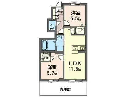 フィラーレ(2LDK/1階)の間取り写真