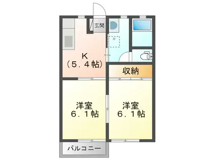 ハイツグランディール(2K/2階)の間取り写真