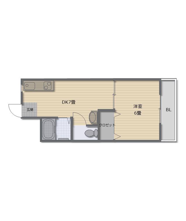 グランドール住吉(1DK/4階)の間取り写真