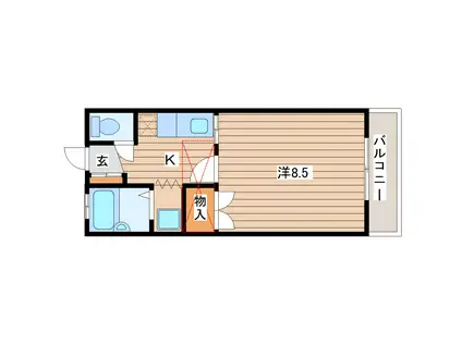 エクセルシャトー三浦(1K/2階)の間取り写真