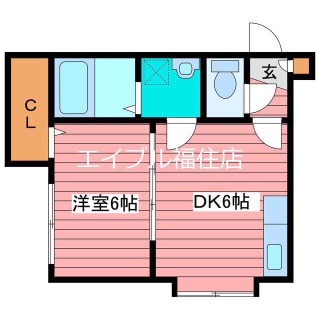ラポール月寒東(1DK/2階)の間取り写真