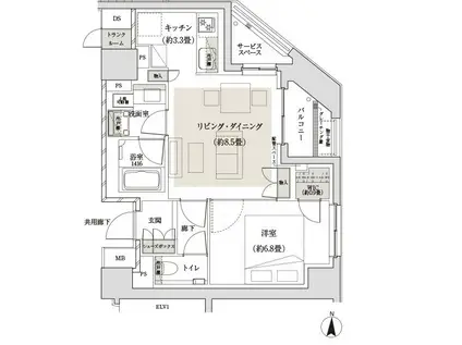 ザ・パークハウス三鷹レジデンス(1LDK/5階)の間取り写真