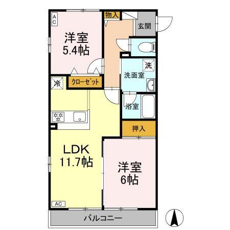 フローレンスMAI(2LDK/3階)の間取り写真
