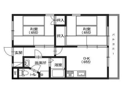 八木フラット(2DK/3階)の間取り写真