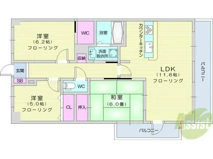 ソレアード舟丁(3LDK/2階)の間取り写真