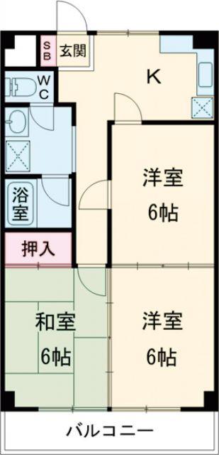 Fコーポ(3DK/4階)の間取り写真