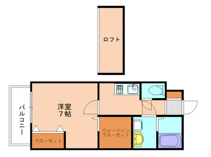 ムーン・宗像(1K/2階)の間取り写真