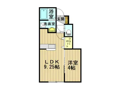 悠裕富田(1LDK/1階)の間取り写真