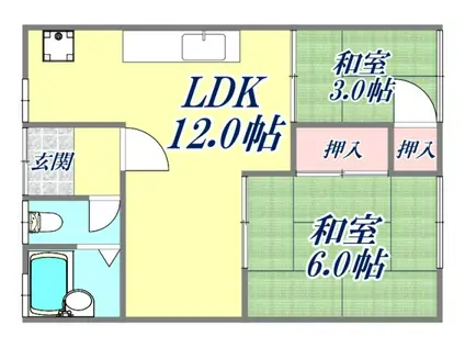 井上アパート(2LDK/2階)の間取り写真