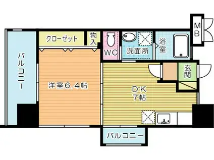 FELT1113(1DK/13階)の間取り写真