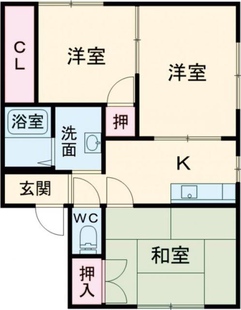 プラハイツB棟(3K/2階)の間取り写真