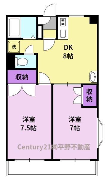 サンシャインコート東合川(2DK/1階)の間取り写真