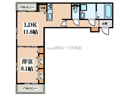 ロン・ボヌール 弁天池公園 I(1LDK/3階)の間取り写真