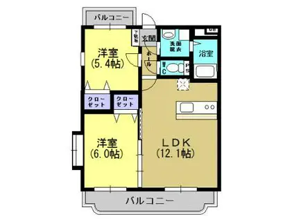 トミーヒルズ(2LDK/4階)の間取り写真