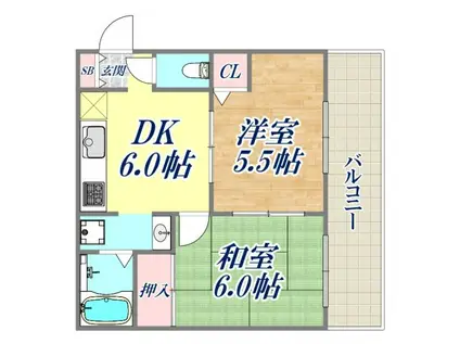グリーンフォレスト西宮7(2DK/1階)の間取り写真